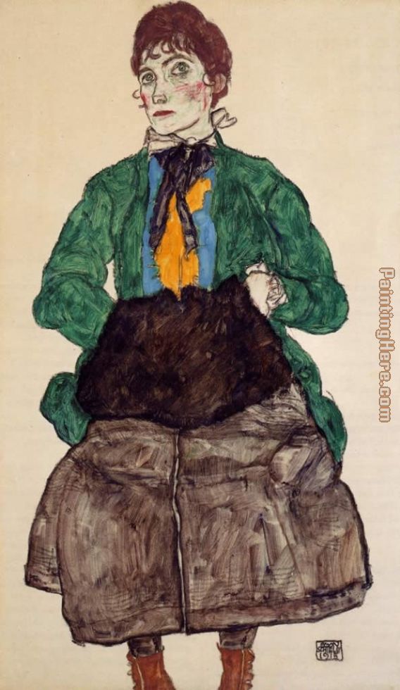 Egon Schiele Woman in a Green Blouse and Muff
